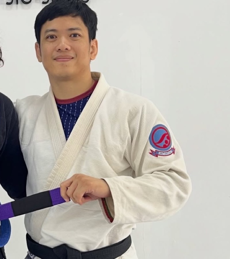 Head coach Nattakorn Mahittharithikrai in his black belt at Gato Studio BJJ in Chiang Mai